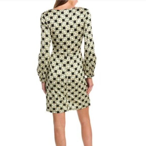 Diane von Furstenberg Toronto Mini Wrap Dress Lotus Seed Green Print 2 NWT $378 - Picture 2 of 3